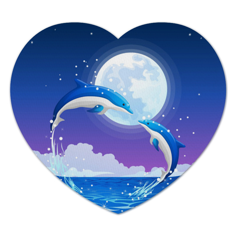 Printio Коврик для мышки (сердце) Два дельфина