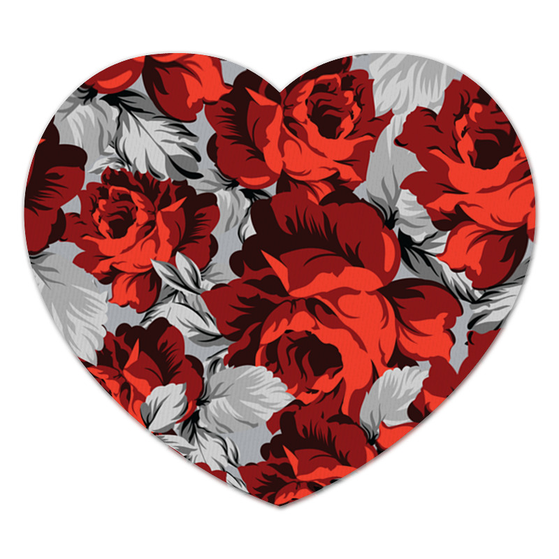 Printio Коврик для мышки (сердце) Розы цветущие