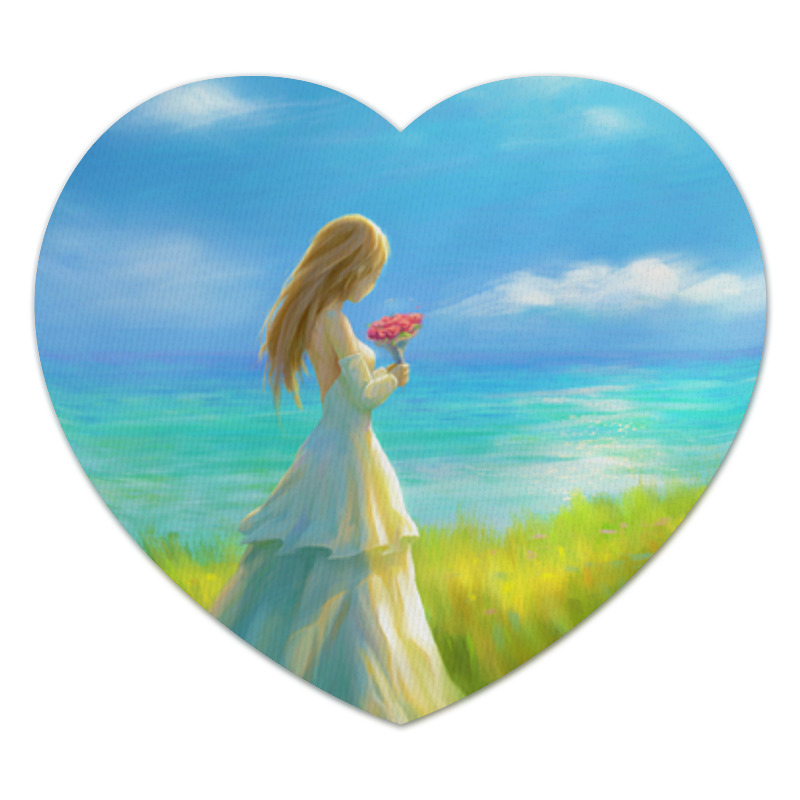 Printio Коврик для мышки (сердце) Девушка с цветами