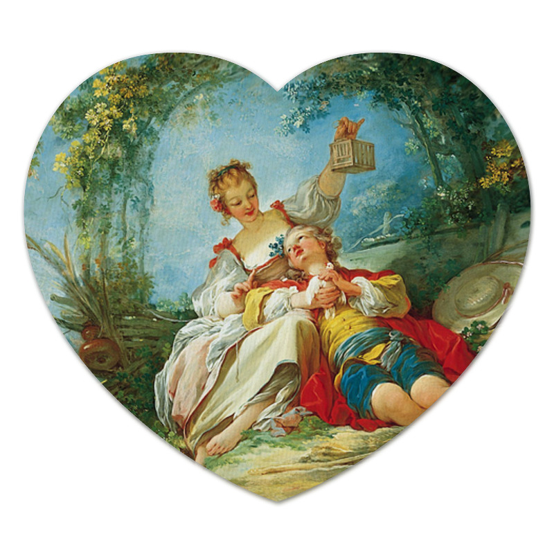 printio часы круглые из дерева счастливые любовники картина фрагонара Printio Коврик для мышки (сердце) Счастливые любовники (картина фрагонара)