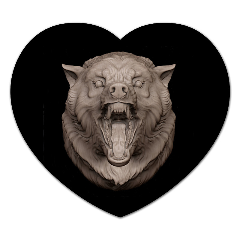 Printio Коврик для мышки (сердце) волк из слоновой кости