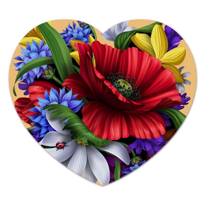 Printio Коврик для мышки (сердце) Цветы