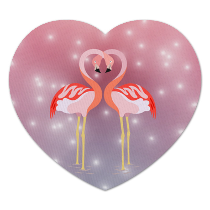 цена Printio Коврик для мышки (сердце) Влюбленные фламинго