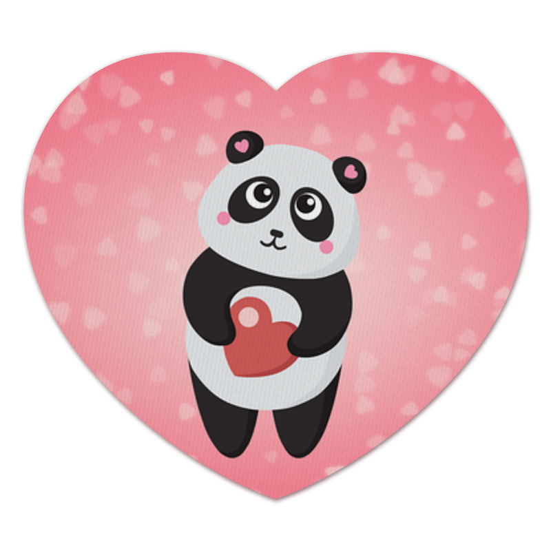 printio коврик для мышки сердце панда с сердечком Printio Коврик для мышки (сердце) Панда с сердечком