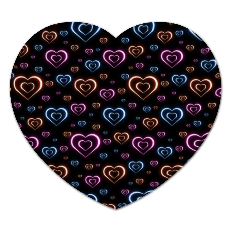 Printio Коврик для мышки (сердце) Неоновые сердца, с выбором цвета фона. printio коврик для мышки сердце дождь из сердец