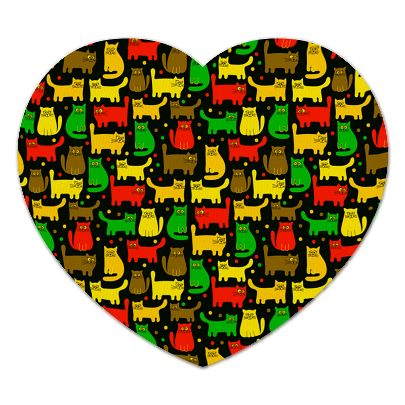 Printio Коврик для мышки (сердце) Цветные котята