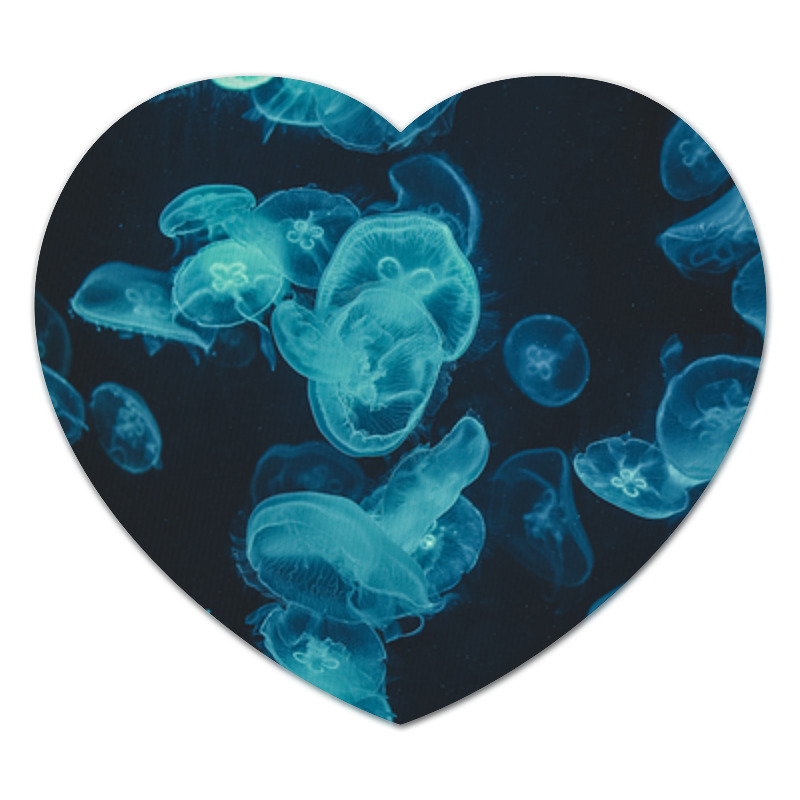 цена Printio Коврик для мышки (сердце) Морские медузы