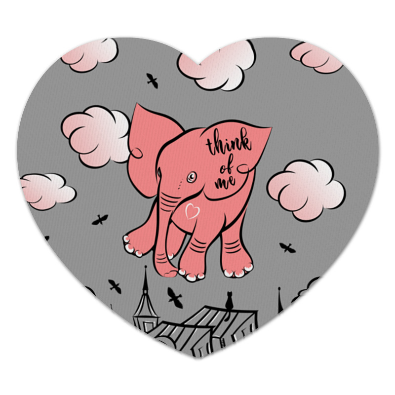 Printio Коврик для мышки (сердце) Розовый слоник
