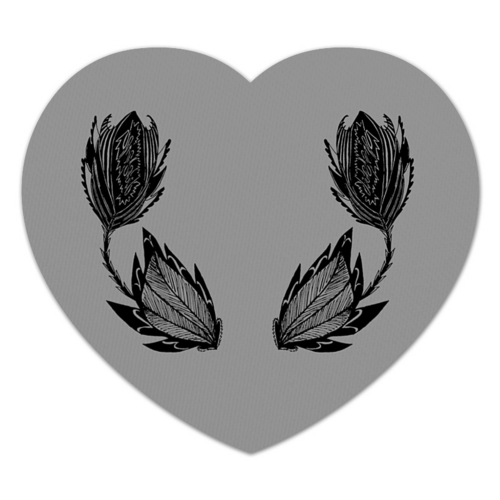 Заказать коврик для мышки в Москве. Коврик для мышки (сердце) Черные цветы от aviva - готовые дизайны и нанесение принтов.
