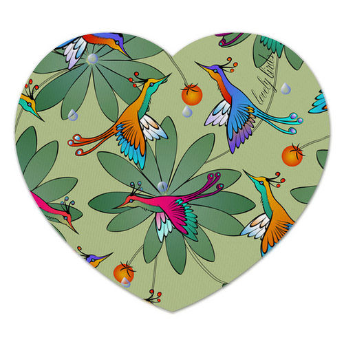 Заказать коврик для мышки в Москве. Коврик для мышки (сердце) LOVELY BIRDS от ELENA ZHARINOVA - готовые дизайны и нанесение принтов.
