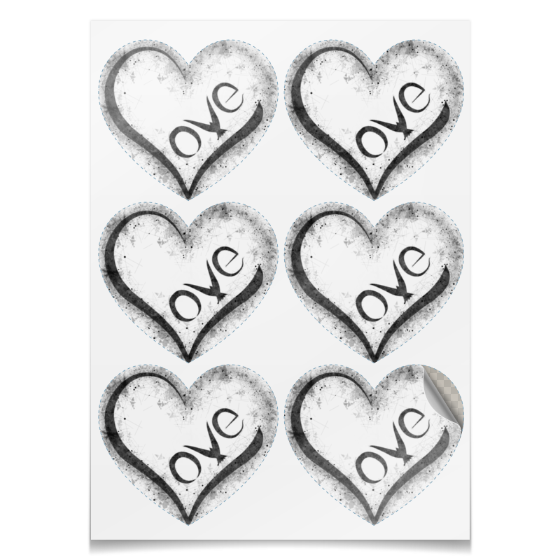 цена Printio Наклейки-сердца 7.5×9.7 см Love stickers