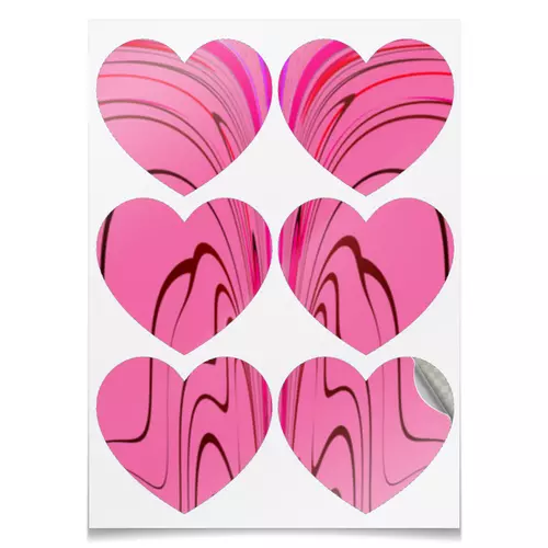 Заказать наклейки в Москве. Наклейки-сердца 7.5x9.7 см Розовые волны от Alexey Evsyunin - готовые дизайны и нанесение принтов.