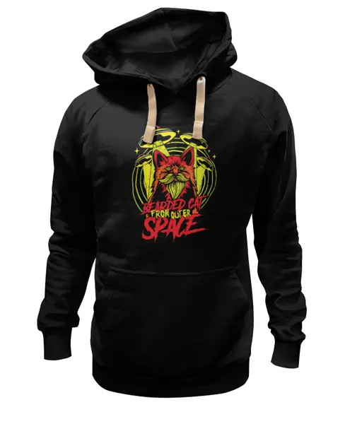 Заказать премиальную одежду в Москве. Толстовка Wearcraft Premium унисекс Bearded cat from outer space от Павел Павел - готовые дизайны и нанесение принтов.