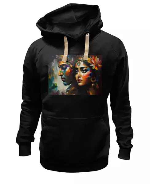Заказать премиальную одежду в Москве. Толстовка Wearcraft Premium унисекс Радха и Кришна в стиле масляной живописи от archersanalytics@gmail.com - готовые дизайны и нанесение принтов.