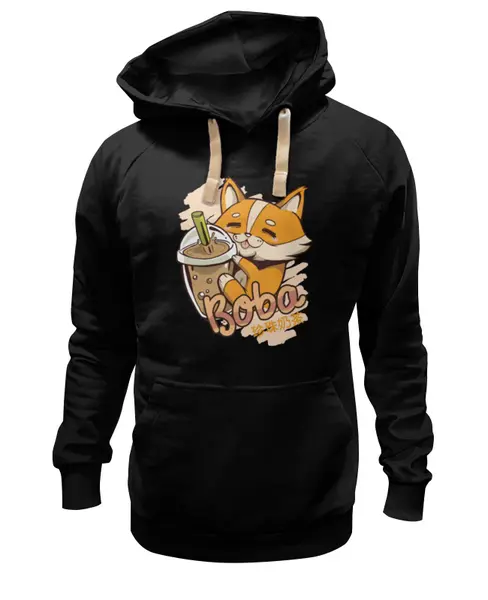 Заказать премиальную одежду в Москве. Толстовка Wearcraft Premium унисекс Corgi Boba от Павел Павел - готовые дизайны и нанесение принтов.