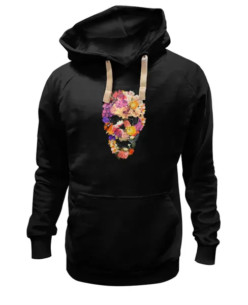 Заказать премиальную одежду в Москве. Толстовка Wearcraft Premium унисекс Цветочный череп от Space Art - готовые дизайны и нанесение принтов.