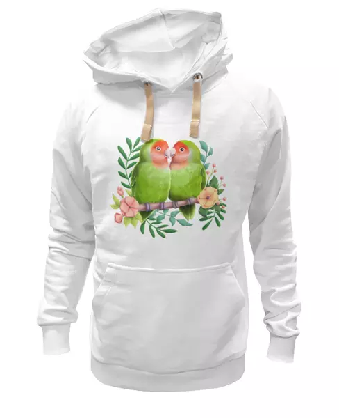 Заказать премиальную одежду в Москве. Толстовка Wearcraft Premium унисекс Влюбленные попугаи неразлучники от tigerda  - готовые дизайны и нанесение принтов.