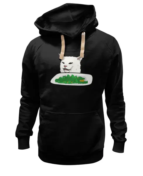 Заказать премиальную одежду в Москве. Толстовка Wearcraft Premium унисекс Озадаченный кот от DESIGNER   - готовые дизайны и нанесение принтов.