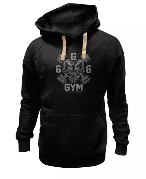 Заказать премиальную одежду в Москве. Толстовка Wearcraft Premium унисекс 666 GYM от Leichenwagen - готовые дизайны и нанесение принтов.