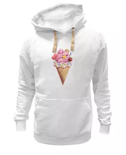 Заказать премиальную одежду в Москве. Толстовка Wearcraft Premium унисекс Мороженое в рожке от tigerda  - готовые дизайны и нанесение принтов.