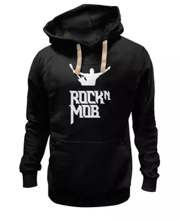 Заказать премиальную одежду в Москве. Толстовка Wearcraft Premium унисекс Рокнмоб с хештегом (светлое лого) от accs@rocknmob.com - готовые дизайны и нанесение принтов.