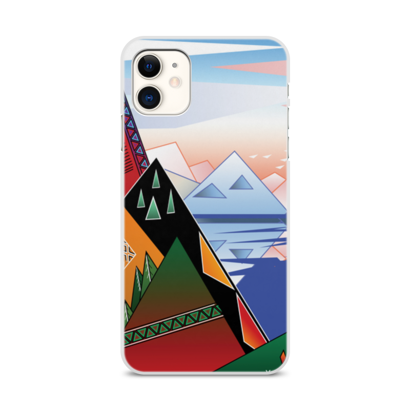Printio Чехол для iPhone 11, объёмная печать Абстрактный пейзаж с горами и морем силиконовый чехол на vivo y17 пейзаж 11 для виво ю17