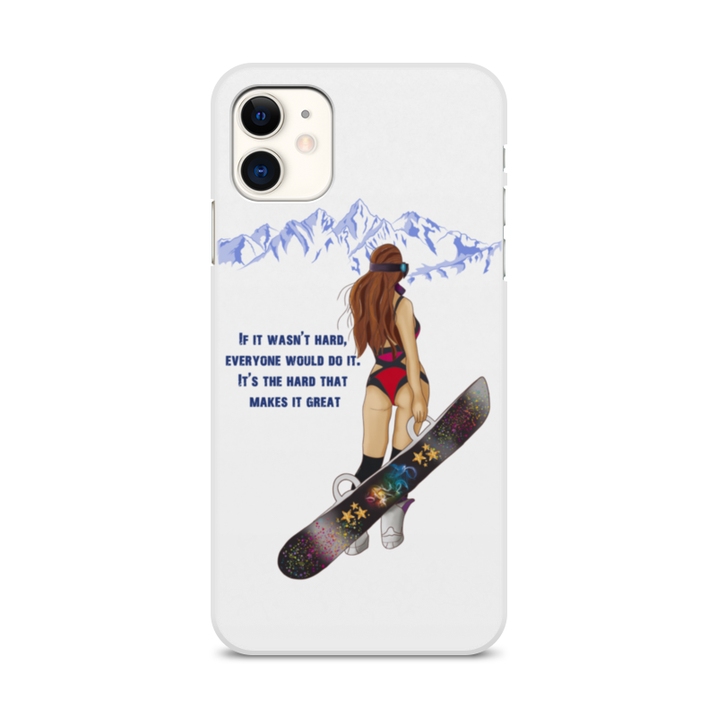 Printio Чехол для iPhone 11, объёмная печать Девушка со сноубордом жидкий чехол с блестками девушка в купальнике нарисованная на xiaomi redmi 4a сяоми редми 4а