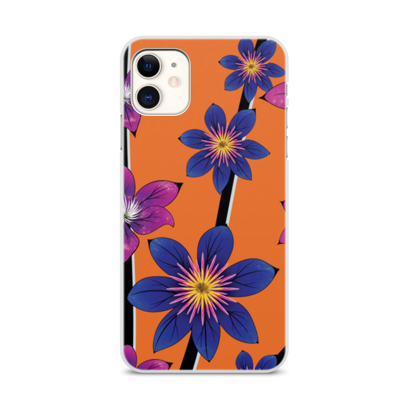 Printio Чехол для iPhone 11, объёмная печать Синие цветы силиконовый чехол на oppo a11 яркие цветы для оппо а11 2019