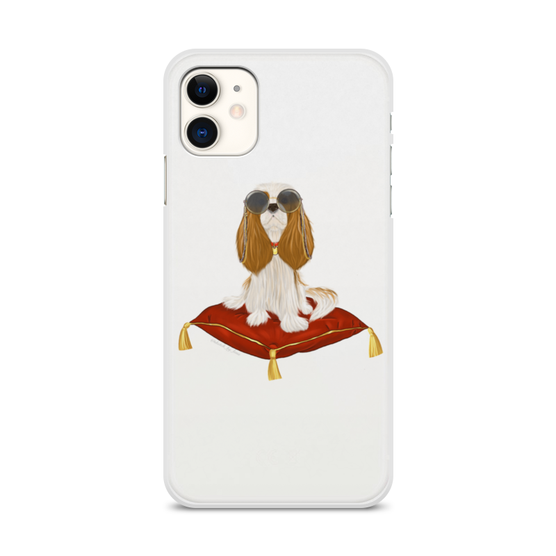 Printio Чехол для iPhone 11, объёмная печать Собака спаниэль в очках матовый soft touch силиконовый чехол на apple iphone 11 эпл айфон 11 с 3d принтом k heart черный