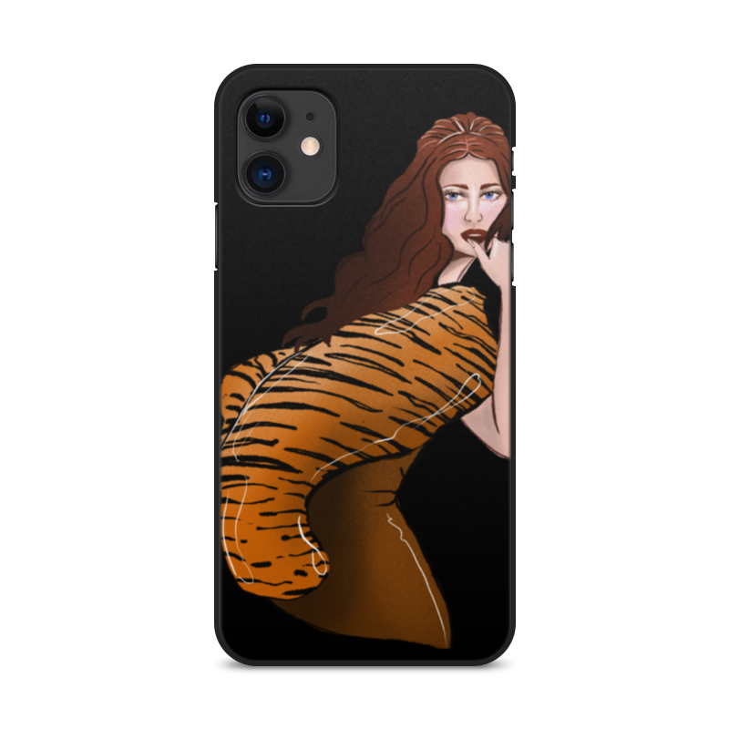 цена Printio Чехол для iPhone 11, объёмная печать Девушка в тигровом манто