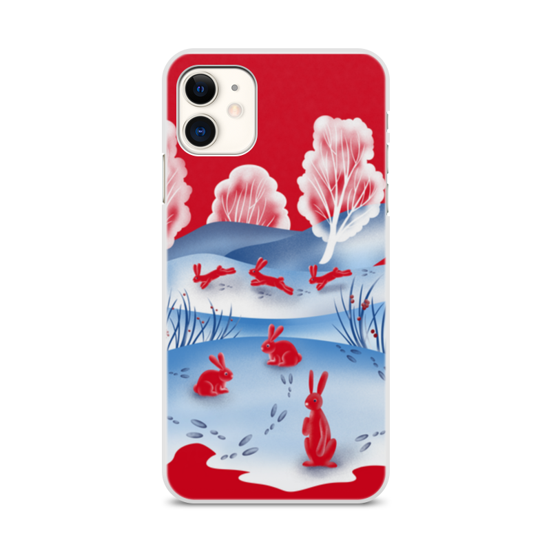 Printio Чехол для iPhone 11, объёмная печать Красные зайцы силиконовый чехол котики в снегу на realme v20 реалми в20