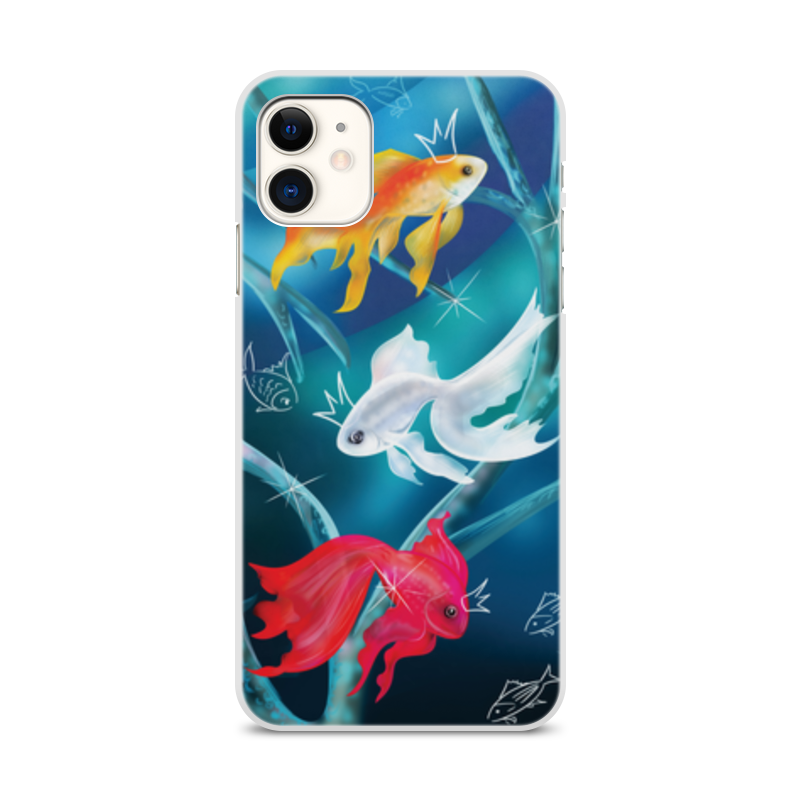 Printio Чехол для iPhone 11, объёмная печать Разноцветные рыбки printio чехол для iphone 11 объёмная печать белые и золотые рыбки