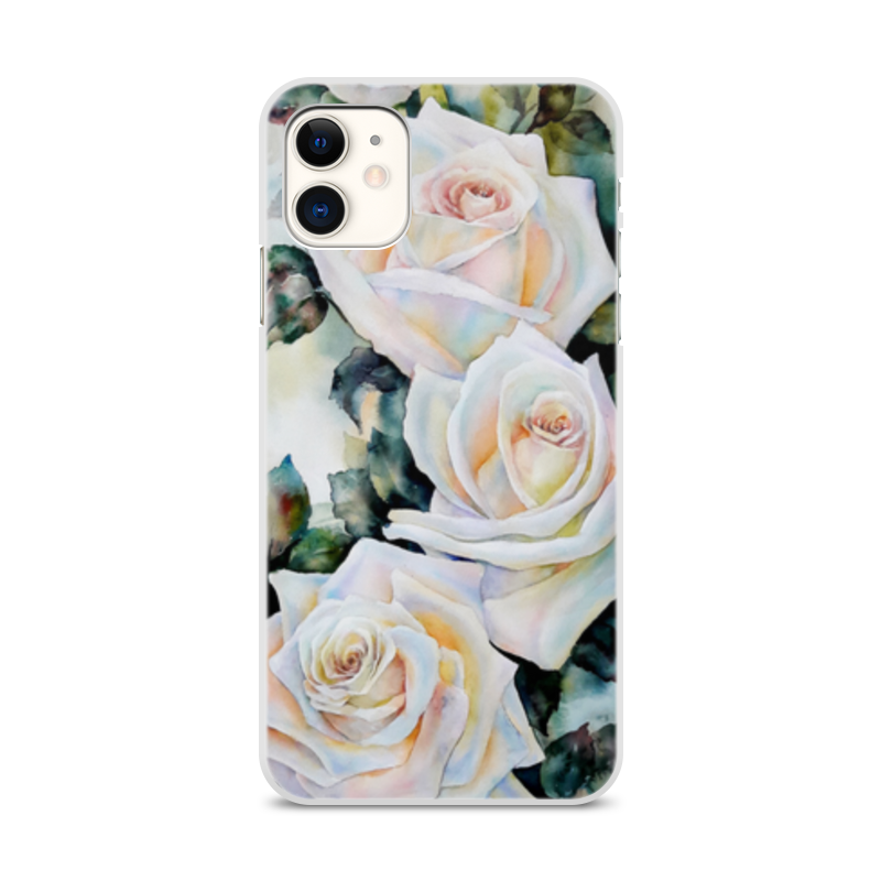 Printio Чехол для iPhone 11, объёмная печать Белые розы printio чехол для iphone 11 объёмная печать цветы розы