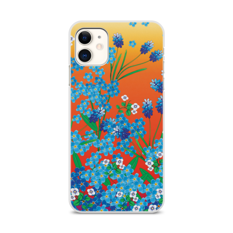 Printio Чехол для iPhone 11, объёмная печать Незабудки на красном силиконовый чехол на vivo iqoo 9 pro синие цветы для виво икуоо 9 про