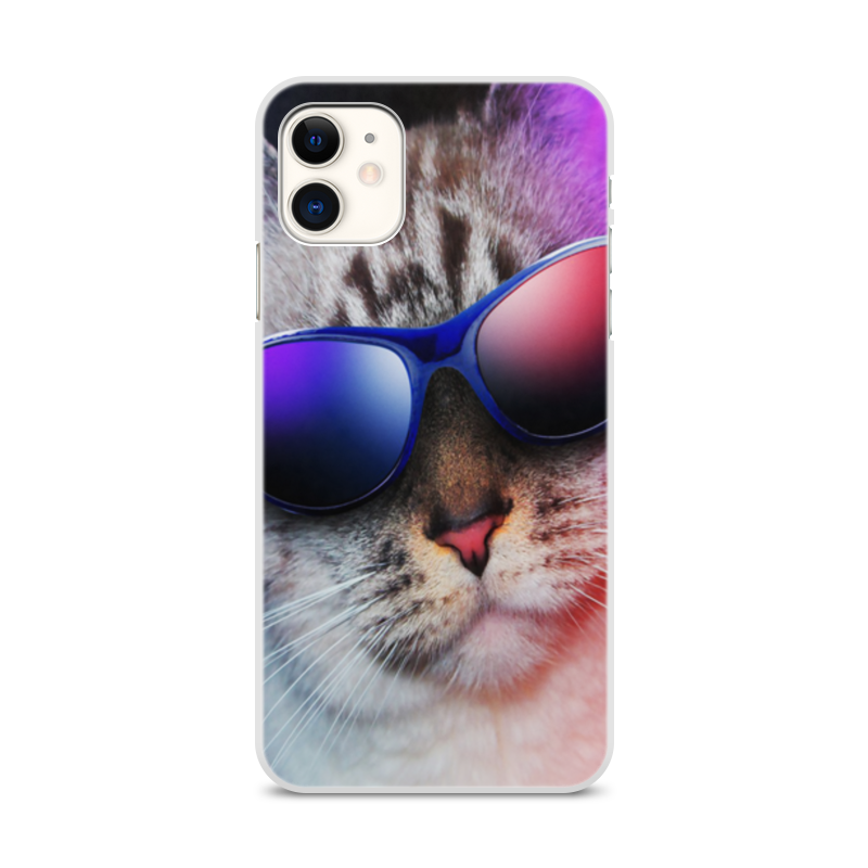 Printio Чехол для iPhone 11, объёмная печать Кот в очках printio чехол для iphone 11 объёмная печать кот коби