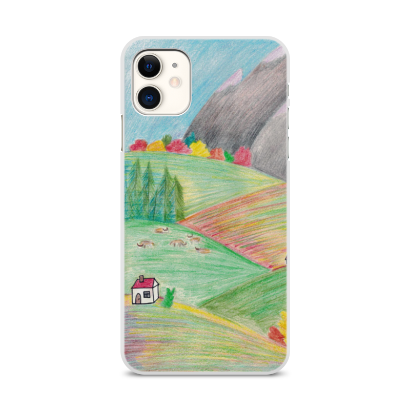 Printio Чехол для iPhone 11, объёмная печать Горы и поля