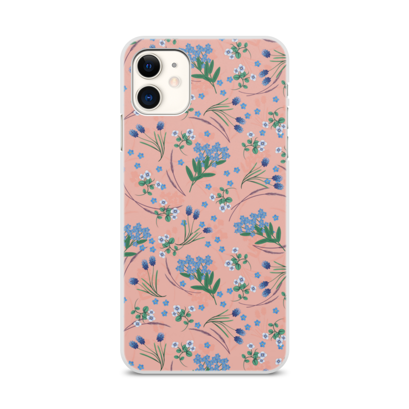 Printio Чехол для iPhone 11, объёмная печать Незабудки на розовом силиконовый чехол на vivo x70 pro синие цветы для виво икс 70 про