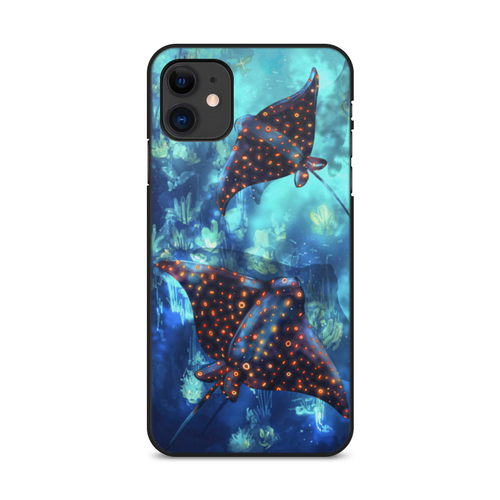 Заказать чехол для iPhone 11/11 Pro/11 Pro Max в Москве. Чехол для iPhone 11, объёмная печать Светящиеся скаты от Дана Столыпина - готовые дизайны и нанесение принтов.