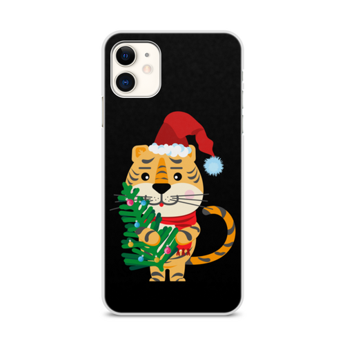 Заказать чехол для iPhone 11/11 Pro/11 Pro Max в Москве. Чехол для iPhone 11, объёмная печать Тигрёнок с ёлкой от IrinkaArt  - готовые дизайны и нанесение принтов.