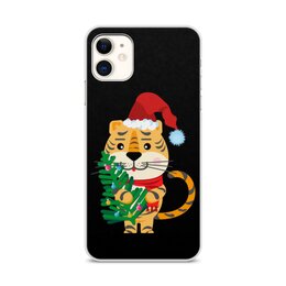 Заказать чехол для iPhone 11/11 Pro/11 Pro Max в Москве. Чехол для iPhone 11, объёмная печать Тигрёнок с ёлкой от IrinkaArt  - готовые дизайны и нанесение принтов.