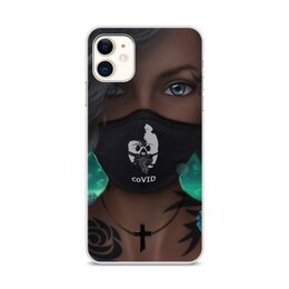 Заказать чехол для iPhone 11/11 Pro/11 Pro Max в Москве. Чехол для iPhone 11, объёмная печать Девушка в маске coVID от Дана Столыпина - готовые дизайны и нанесение принтов.