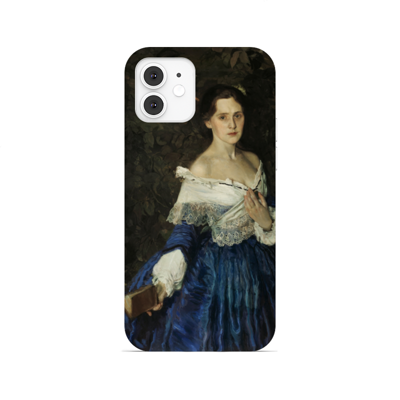 цена Printio Чехол для iPhone 12, объёмная печать Дама в голубом (картина сомова)