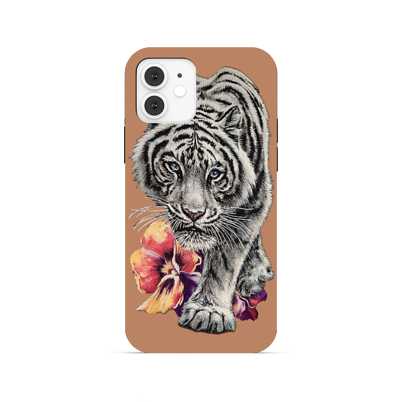 Printio Чехол для iPhone 12, объёмная печать Белый тигр.