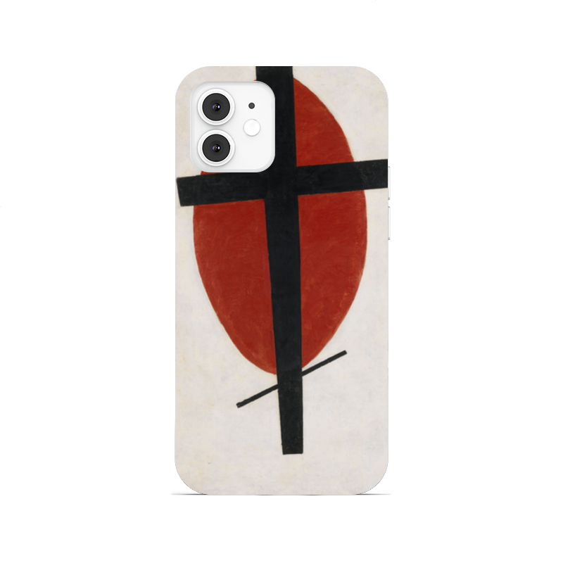 Printio Чехол для iPhone 12, объёмная печать Черный крест на красном овале (малевич) printio чехол для iphone 5 5s объёмная печать супрематизм черный крест на красном овале