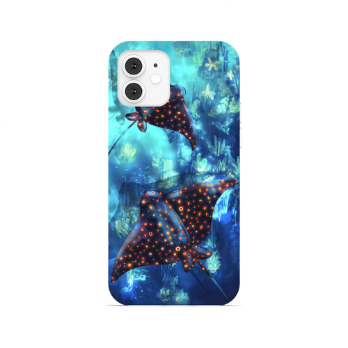 Заказать чехол для iPhone 12/12 Pro/12 Mini в Москве. Чехол для iPhone 12, объёмная печать Светящиеся скаты от Дана Столыпина - готовые дизайны и нанесение принтов.