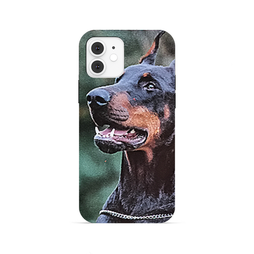 Заказать чехол для iPhone 12/12 Pro/12 Mini в Москве. Чехол для iPhone 12, объёмная печать Доберман. от Eva De Peron.  - готовые дизайны и нанесение принтов.