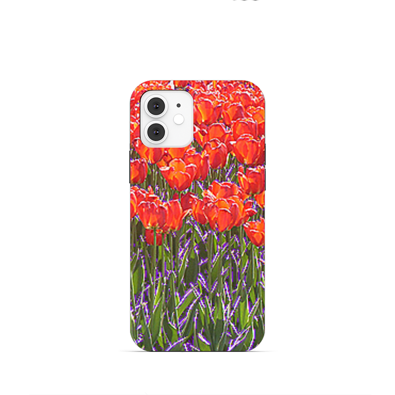 Printio Чехол для iPhone 12 Mini, объёмная печать Алые тюльпаны.
