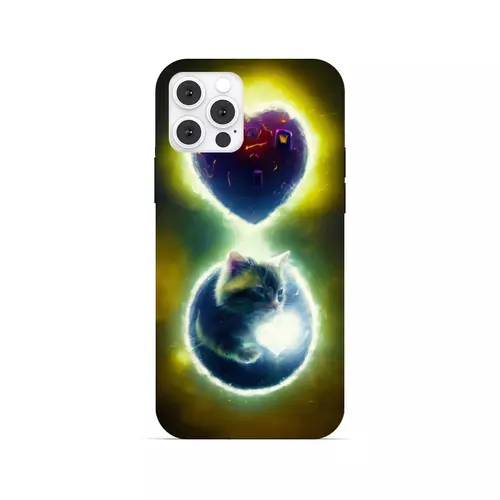 Заказать чехол для iPhone 12/12 Pro/12 Mini в Москве. Чехол для iPhone 12 Pro, объёмная печать Котик и Сердце от Дана Столыпина - готовые дизайны и нанесение принтов.