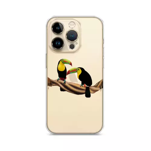 Заказать чехол для iPhone 14/14 Pro/14 Pro Max в Москве. Чехол для iPhone 14 Pro Туканы пара от Irinakn - готовые дизайны и нанесение принтов.