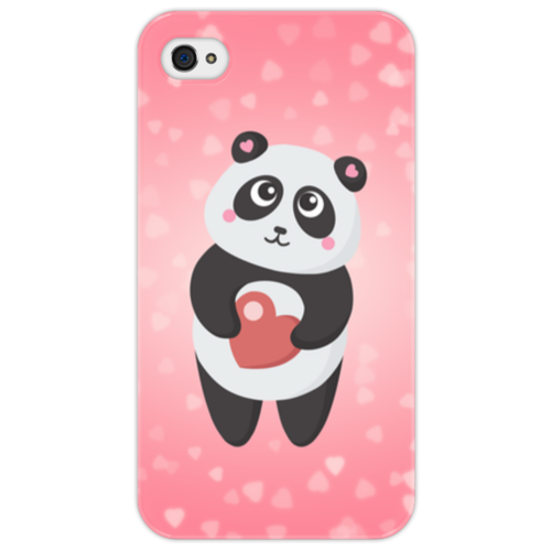Заказать чехол для iPhone 4/4S в Москве. Чехол для iPhone 4/4S Панда с сердечком от Ordwen - готовые дизайны и нанесение принтов.